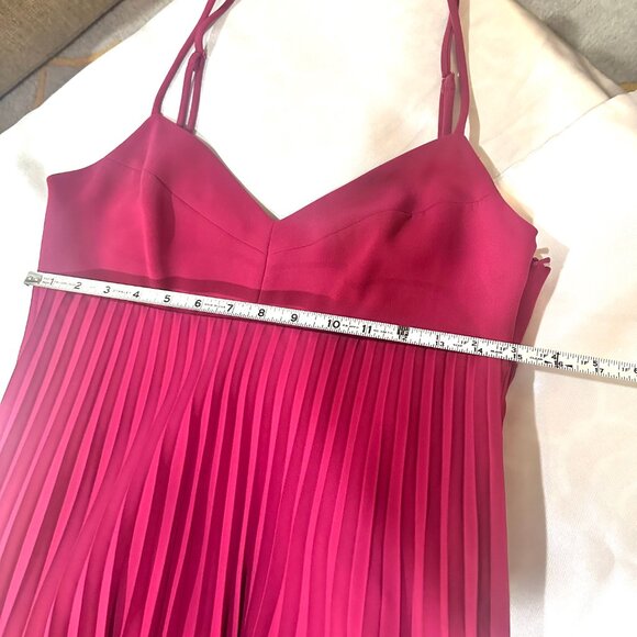 H&M Raspberry Spaghetti Strap Pleated Dress, Size 10 - Picture 15 of 16